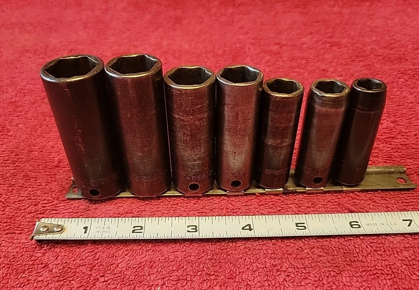 SNAP-ON TOOLS SAE 3/8″ DRIVE DEEP IMPACT SOCKET SET 6 PT 7 PC VTG USA 🇺🇸