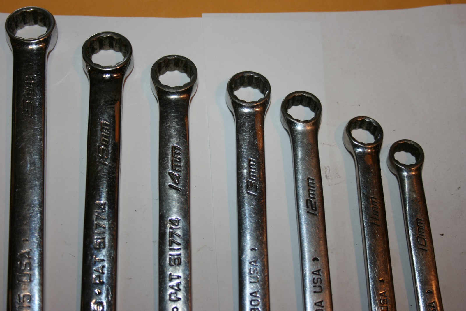 SNAP-ON TOOLS MM/SAE MIX COMBINATION WRENCH SET USA LONGSTANDARD SIZES 11PIECES