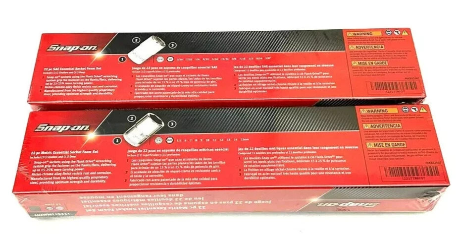 Snap-on 44pc 1/4″dr Metric / SAE Shallow & Deep Socket Sets 3/16-5/8″ / 5.5-15mm