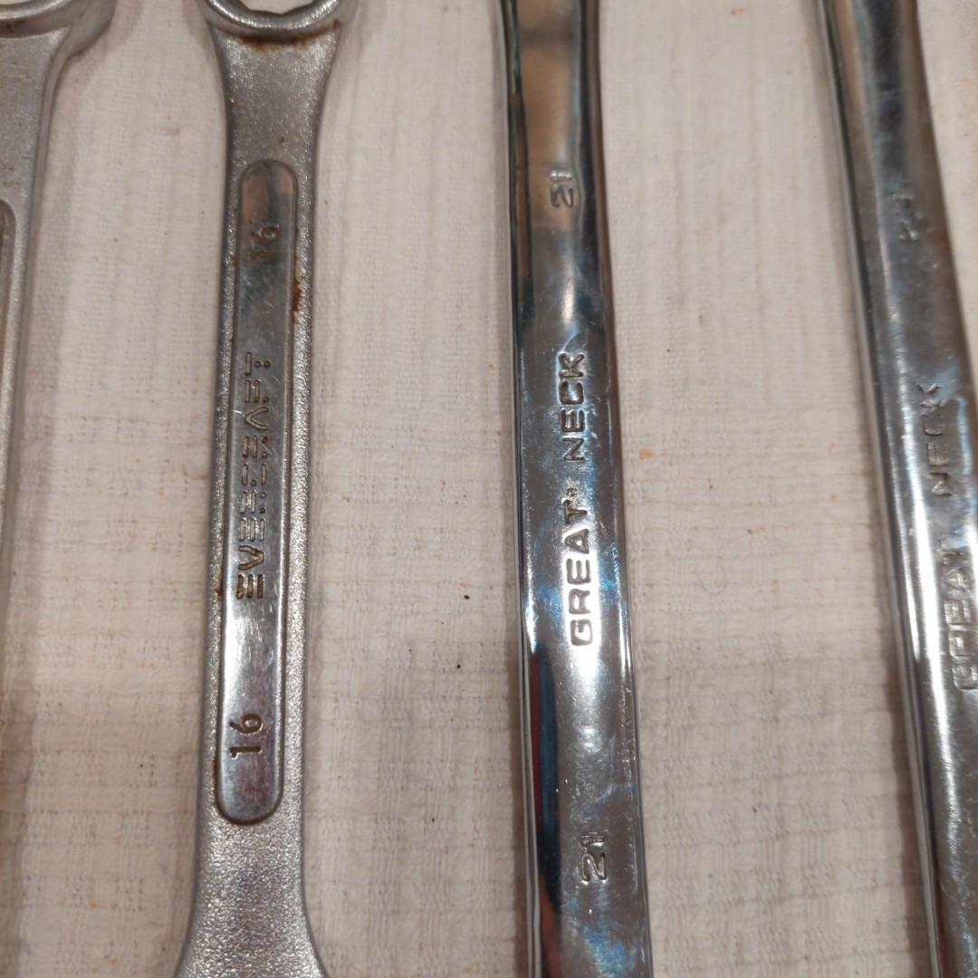 Nine Drop Forged Mixed Wrench Set 1/4in To 23mm Open End And 12 Point Box Ends