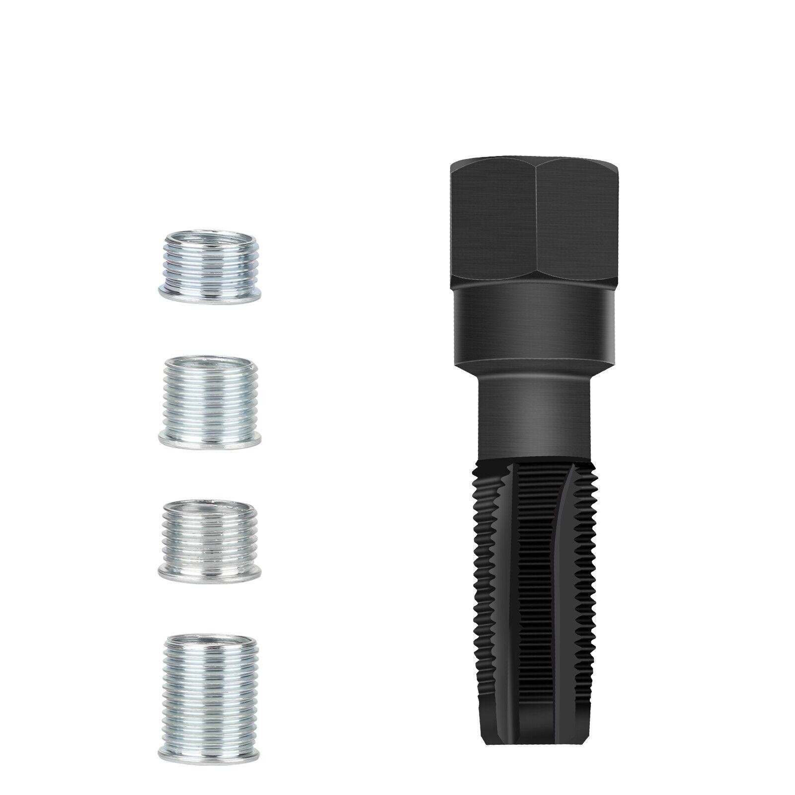 M14 x1.25 Spark Plug Rethread Thread Repair Kit Reamer Tap with 4 Inserts A