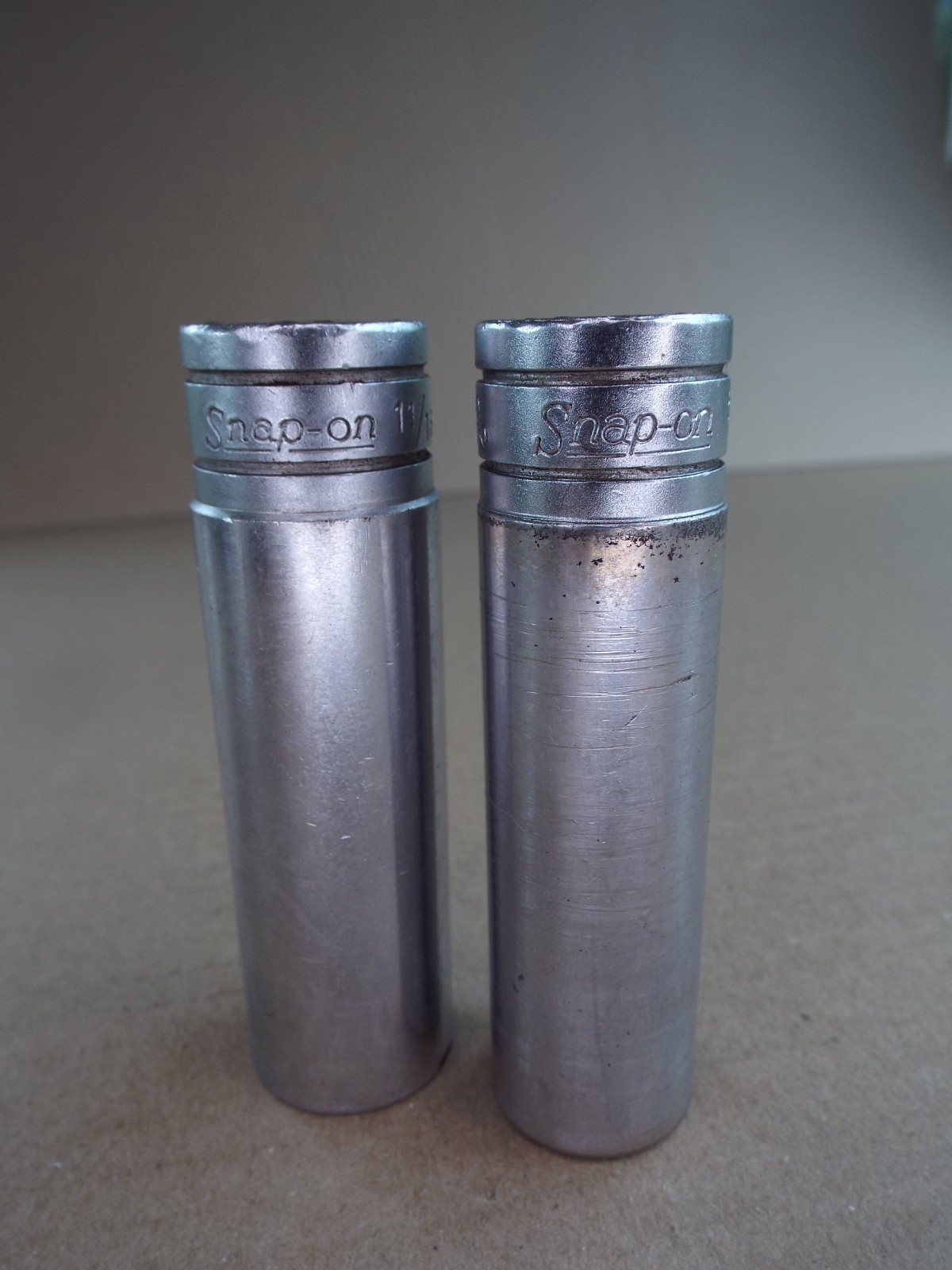 VTG Snap-On Deep Socket 11/16″ TS-221, 5/8″ TS201 1/2″ Dr 6 Pt USA Good! (Read