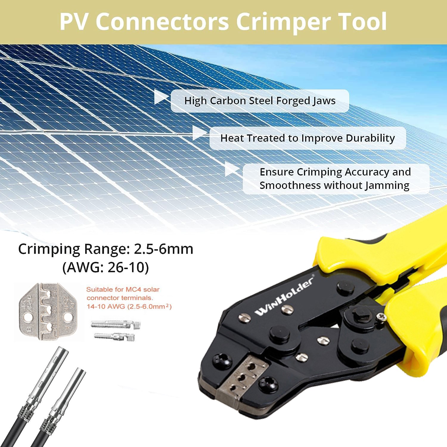 23x Solar Crimping Tool Set Connector AWG14-10 Panel PV Cable Crimper Pliers USA