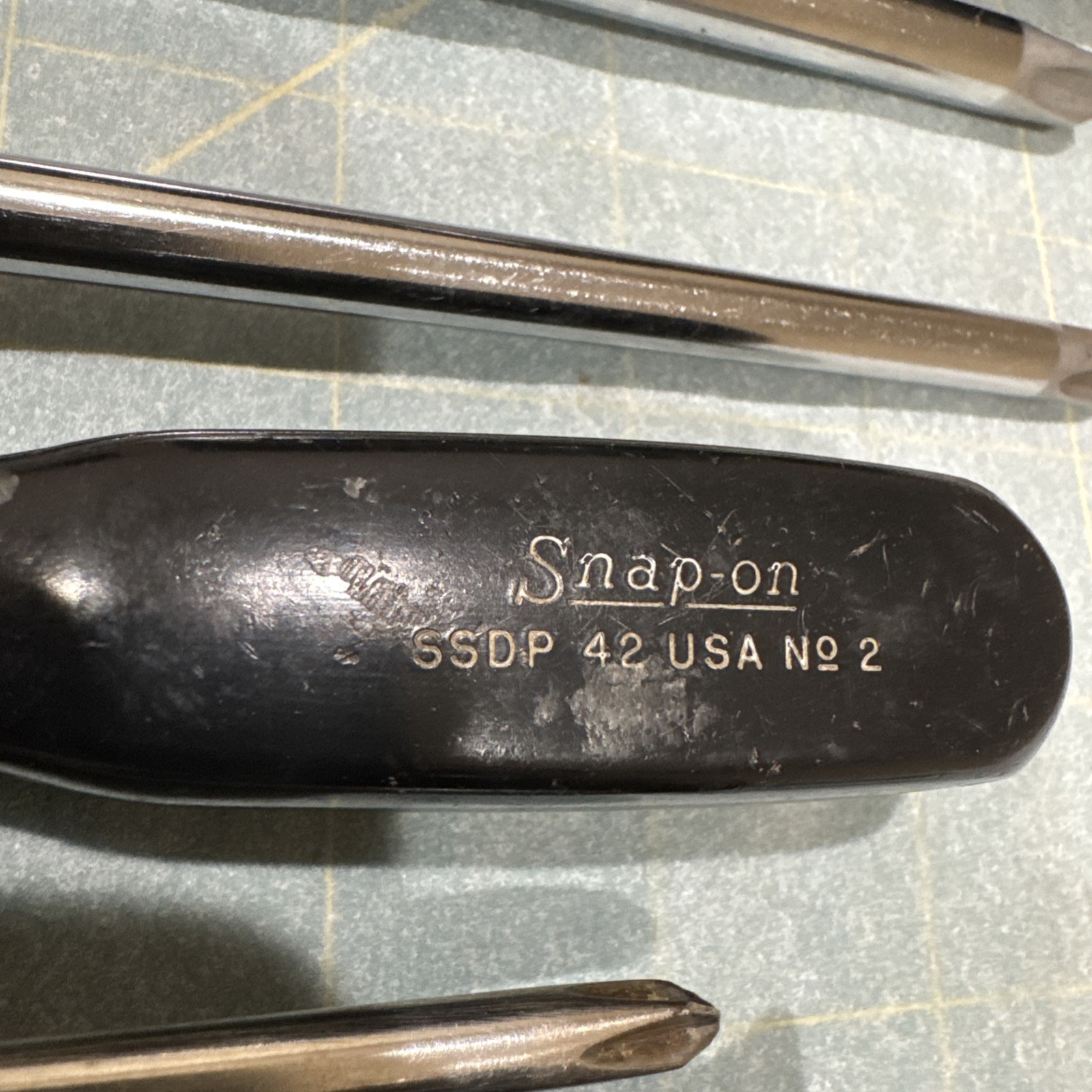 Vintage 6 Lot Snap On Phillips Flat Head Screwdriver Set SSDP SSD Black Handle