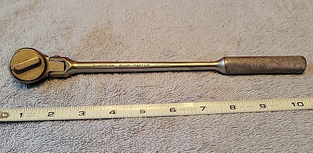 CHAMPION PLUG-MASTER CT-405 3/8″ DRIVE FLEX HEAD FINE TOOTH RATCHET VTG USA 🇺🇸