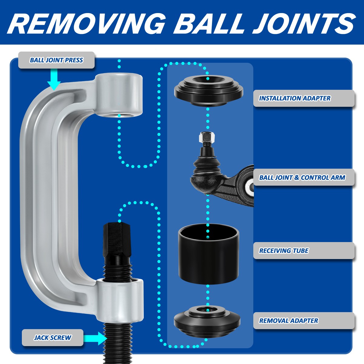 21Pcs Ball Joint Master Set Service Tool Kit Remover Installer Adapter 2 4 WD