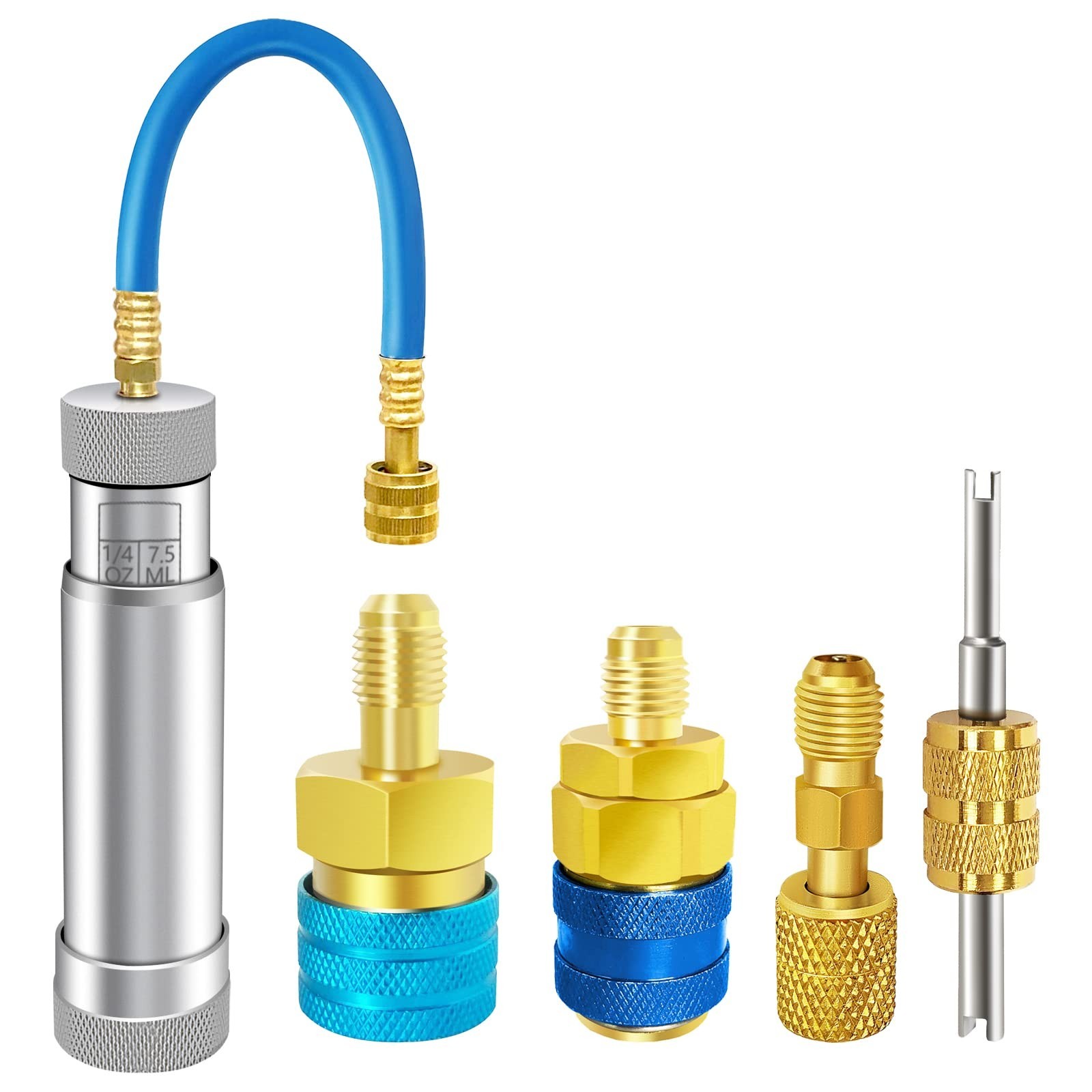 HVAC AC Oil Injector Tool for R1234YF R134A R410A – 2 OZ Dye Oil Injector with 1