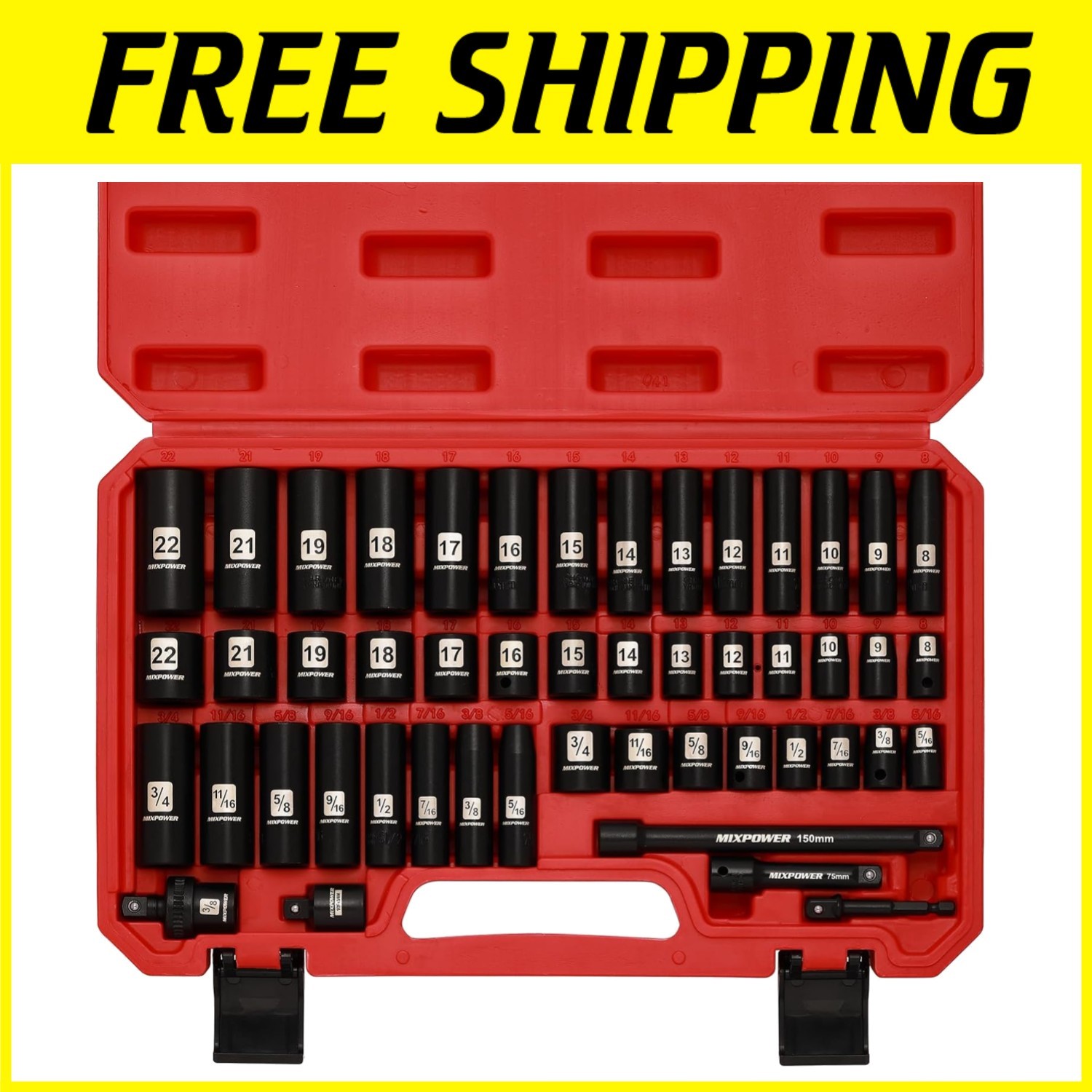 49-Piece 3/8″ Drive Deep Impact Socket Set