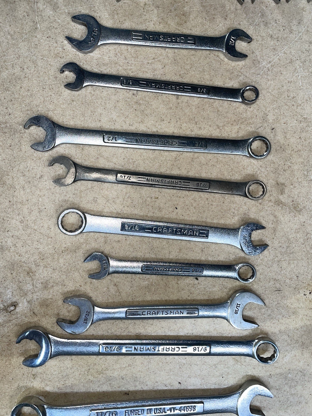 Lot of 36 Craftsmen Wrenches 27 SAE/9 Metric 1″ to 3/32″ Assorted