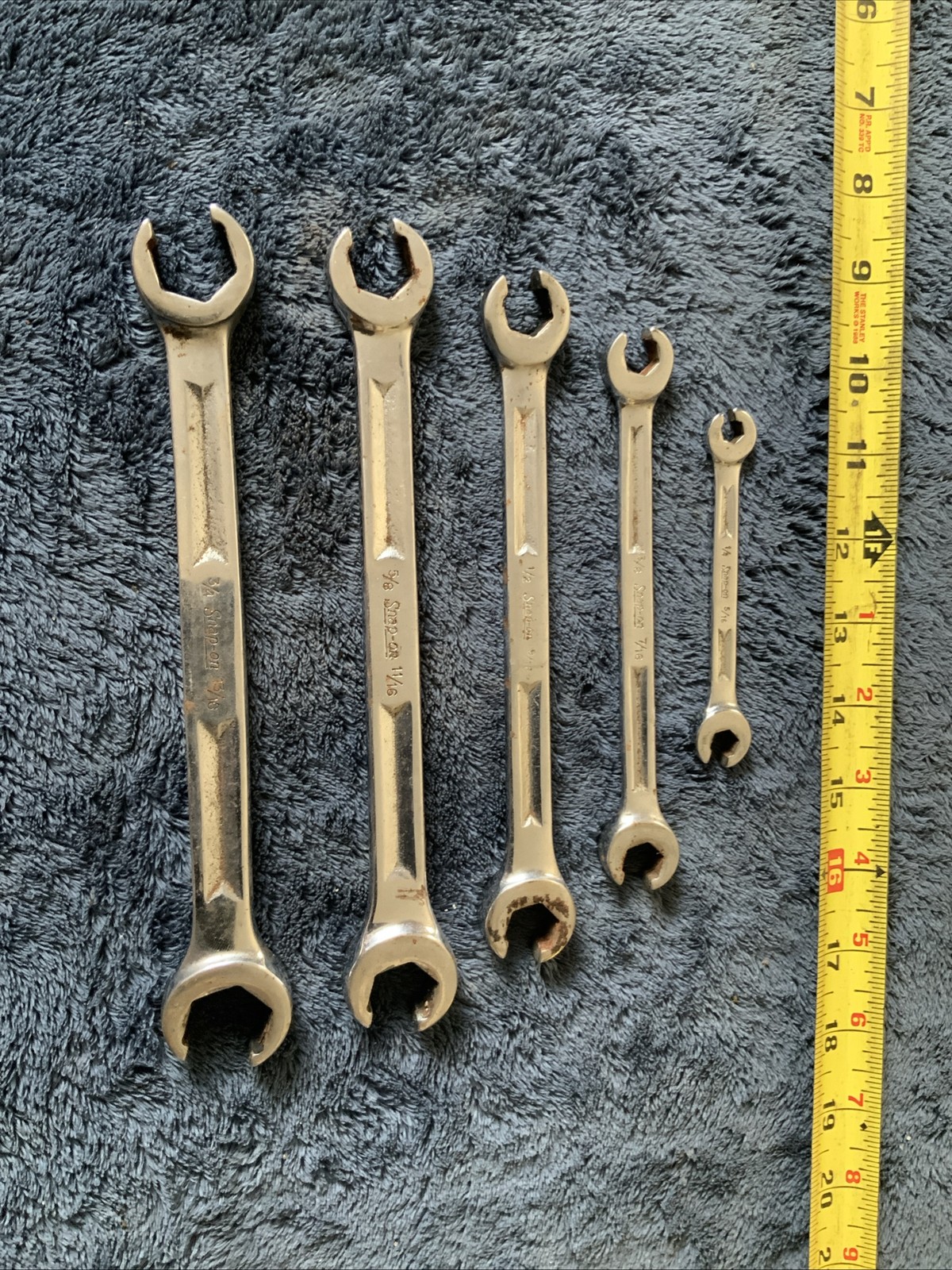 Snap On Double Flare Nut End Wrench Set, 5pc…Sae…..older Style…..see Pics….b
