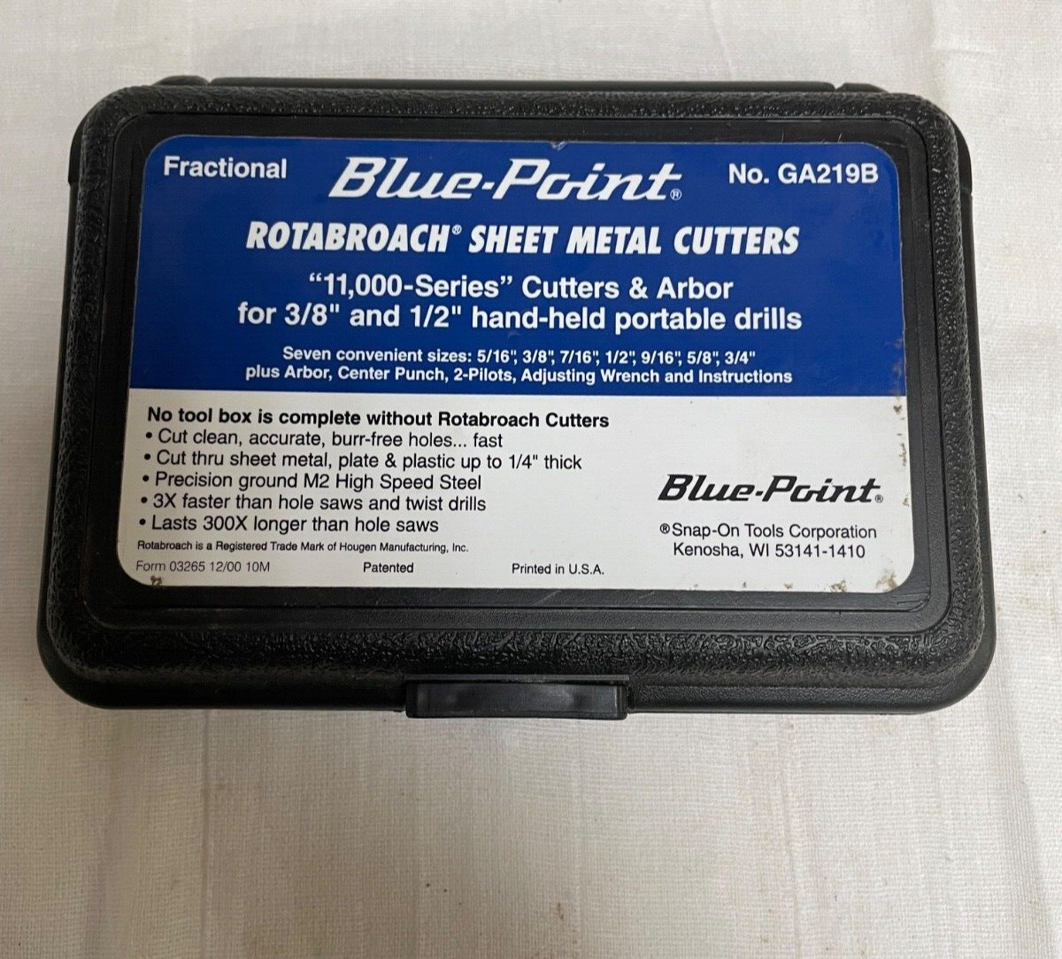 BLUE- POINT BY SNAP-ON SHEET METAL HOLE CUTTER KIT # GA219B