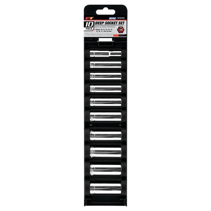 Performance Tool W38402 Socket Set; 3/8 Inch Drive; Metric; Deep/ 6 Point; Chrom