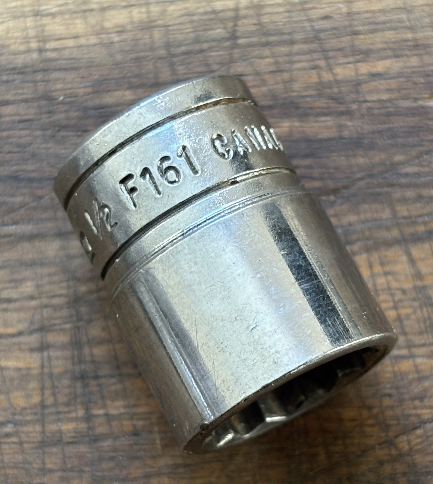 Snap-on. F161 – 1/2” AF – 3/8 Drive Shallow Socket – 12pt . Made in Canada