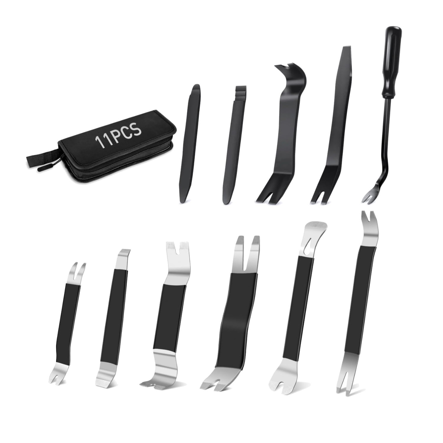 11PCS Car Trim Tools – Anti-Slip Metal & Nylon Fastener Remover Set