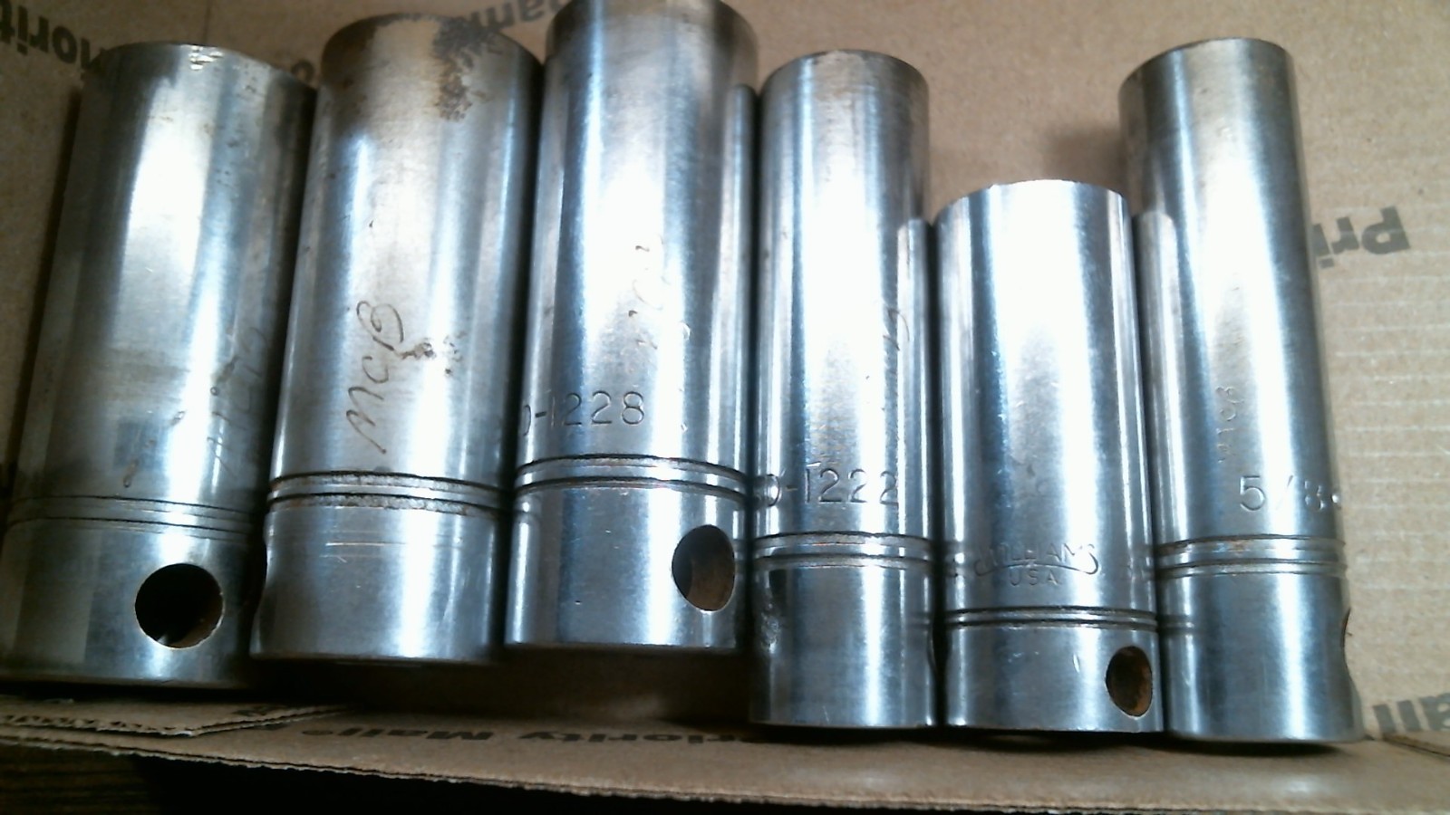 Williams 6 Deep Sockets 12 Point USA USED 5/8 TO 1 1/16 FREE USA EXT