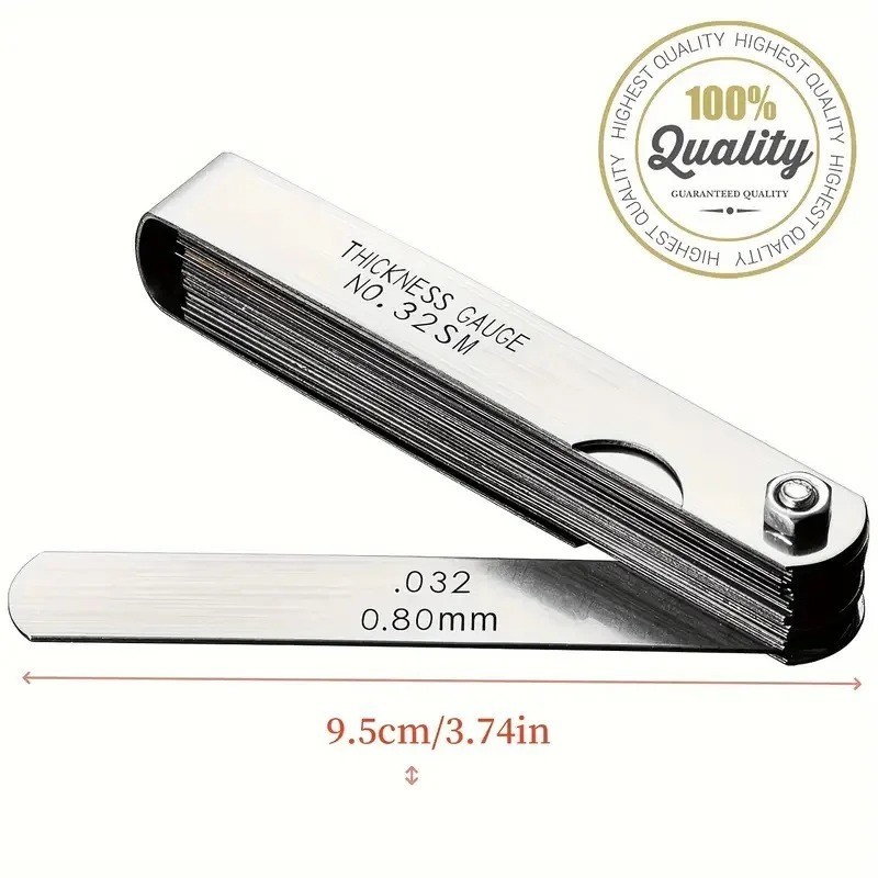 32 Blade Feeler Filler Gauge Spark Plug Gap Metric Imperial Measuring Brass Tool
