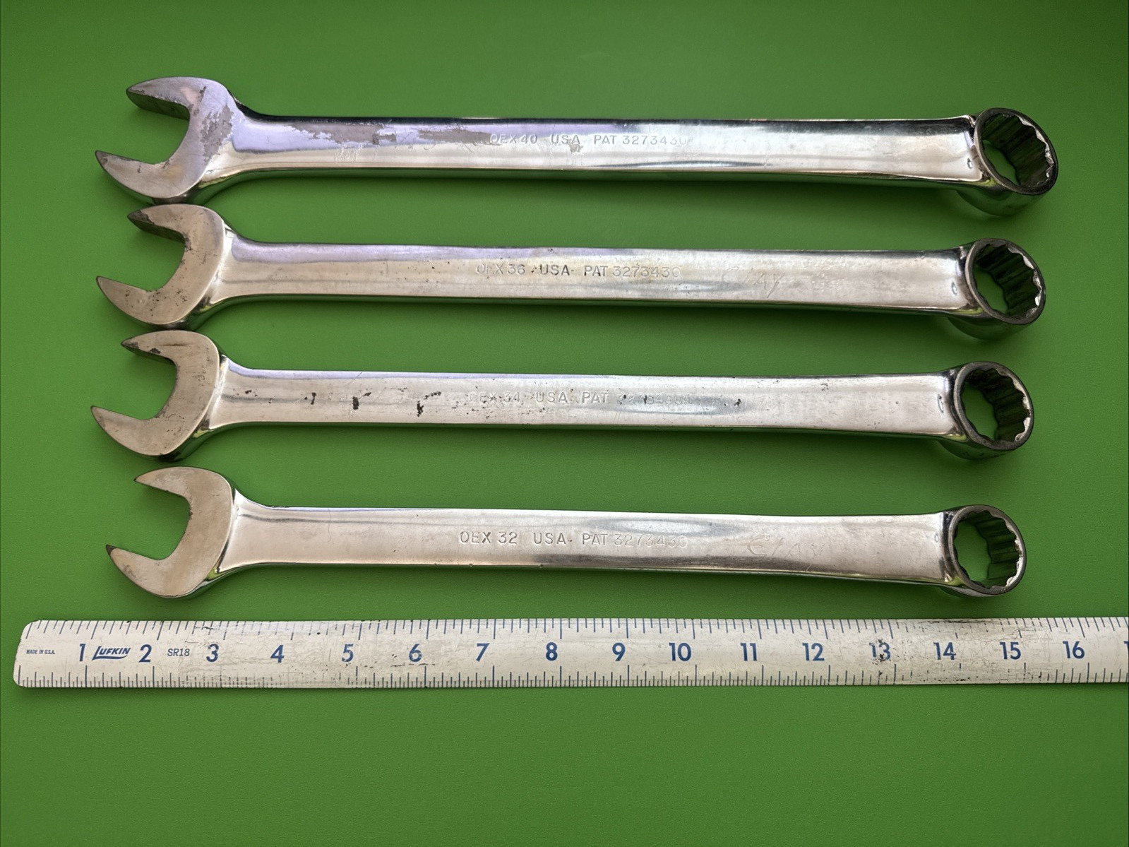 Snap-On USA 4 Piece OEX Series SAE Sz 1″ to 1-1/4″ Combination Wrench Set READ