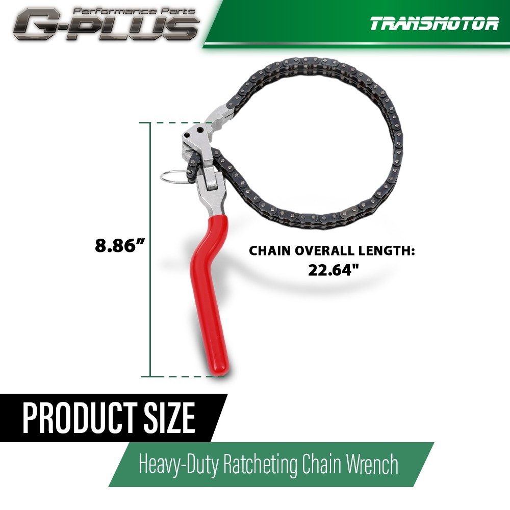 Heavy-Duty Ratcheting Chain Wrench Oil Filter Change Pipe Fittings 60-160mm