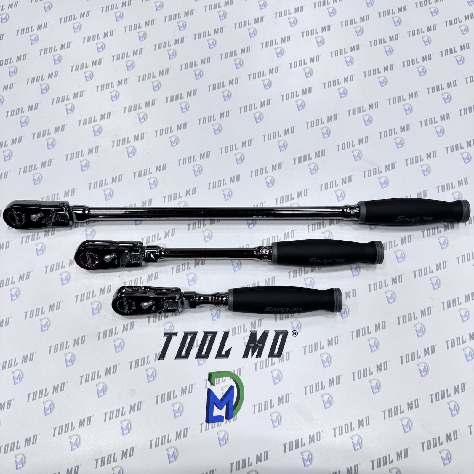 Snap-on Tools 3/8″ Drive 3 Piece DARK TITANIUM LOCKING FLEX-HEAD Ratchet SET