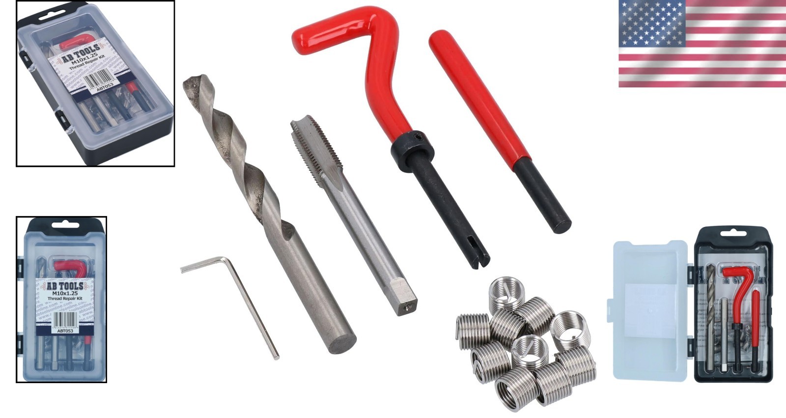 9pc M10 x 1.25mm Helicoil Thread Repair Kit