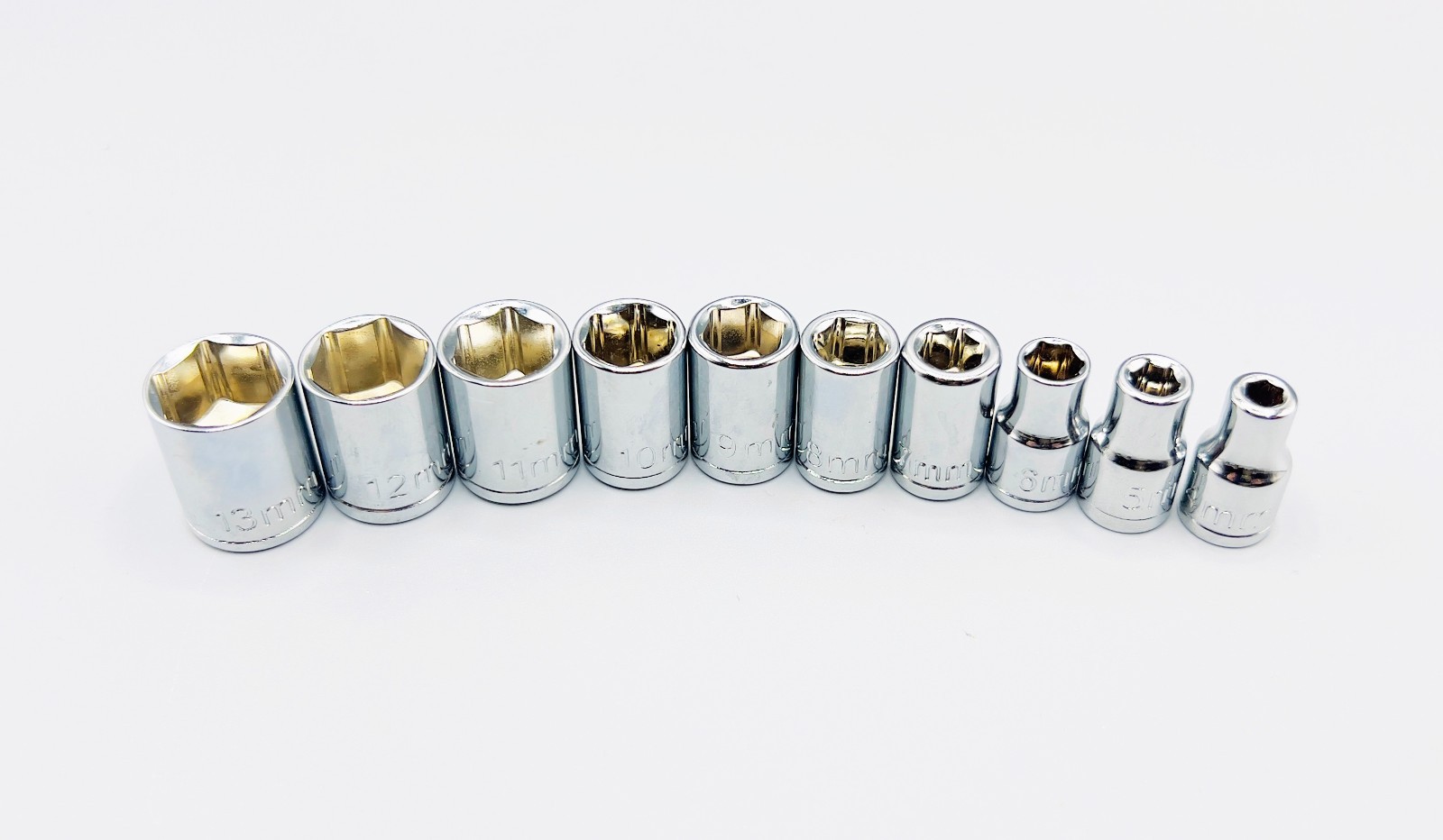 10-Piece Metric, 6-pt, 1/4-in Drive, Mini Shallow Socket Set, 4mm-13mm