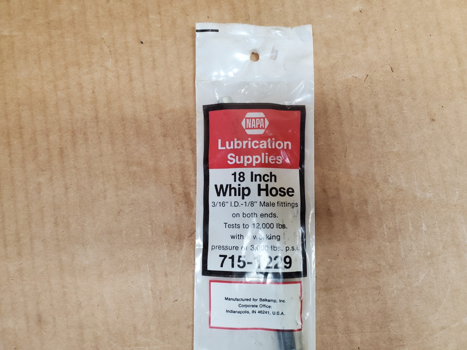 NAPA 18 Inch Whip Hose 715-1229 Grease Gun 18″ Lubrication Supplies 7151229 Flex