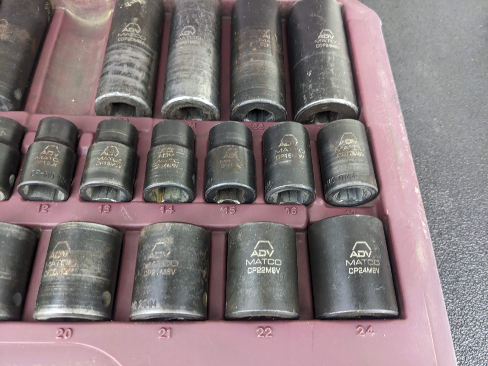 #bo053 MATCO SCPM306V 1/2″ METRIC 6-PT ADV SHALLOW & DEEP IMPACT SOCKET SET