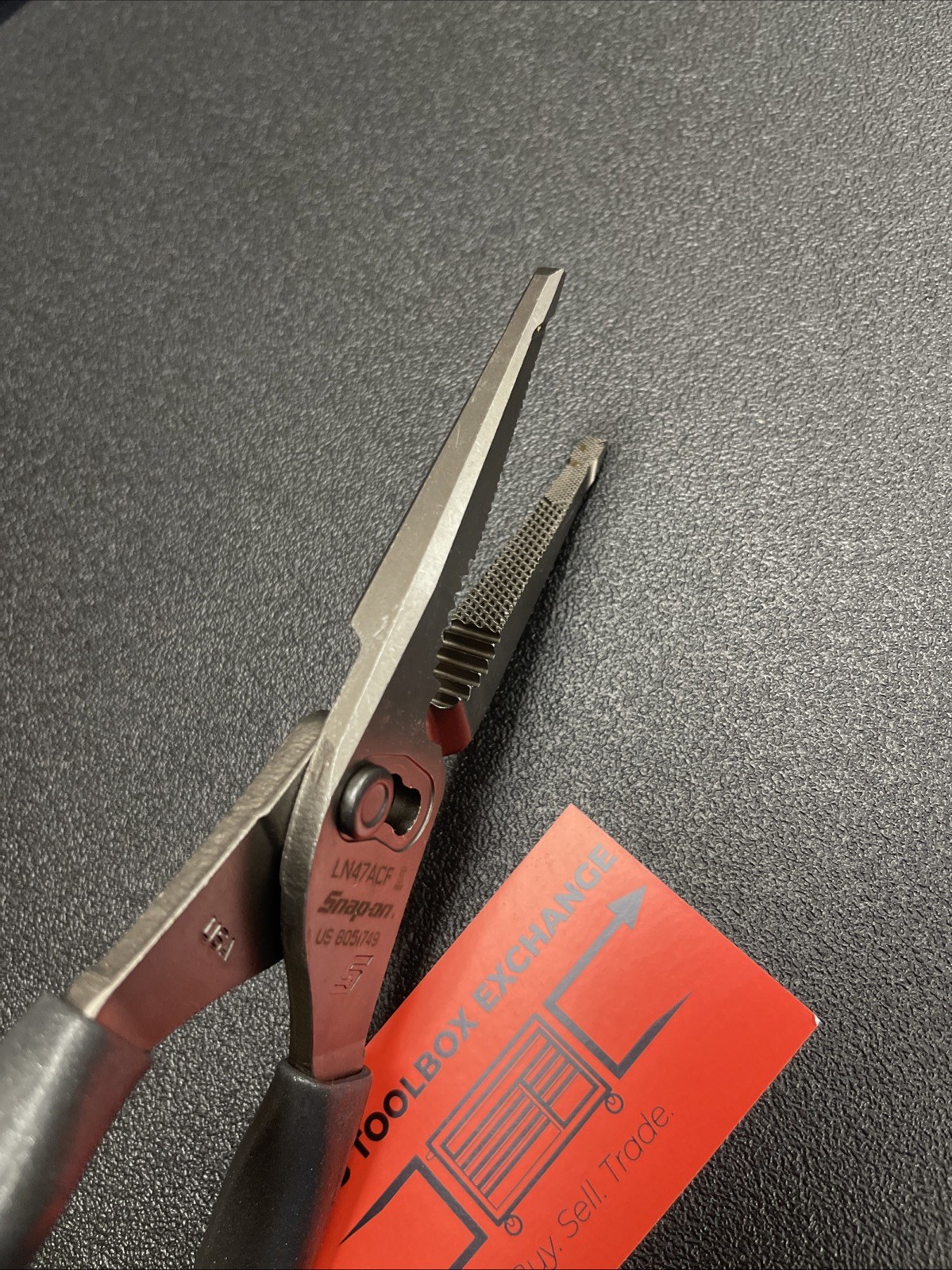 Snap-On Tools USA NEW DARK TITANIUM Grip Long Nose Slip Joint Pliers LN47ACF