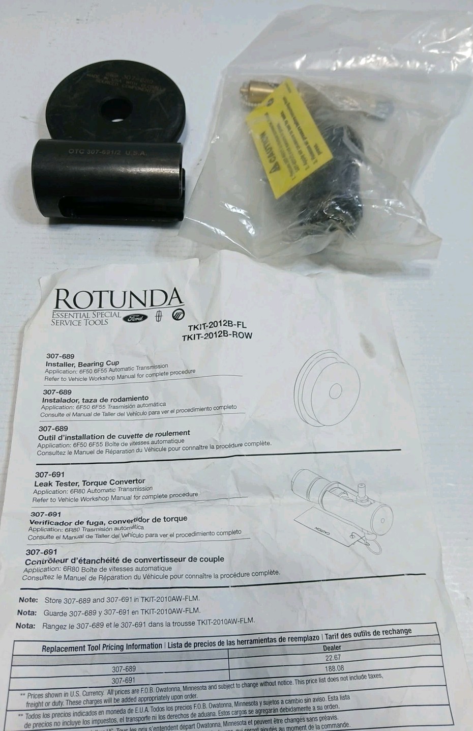 Ford Rotunda 211-327 TKIT-2012B-FL FILL TOOL, POWER STEERING VACCUM