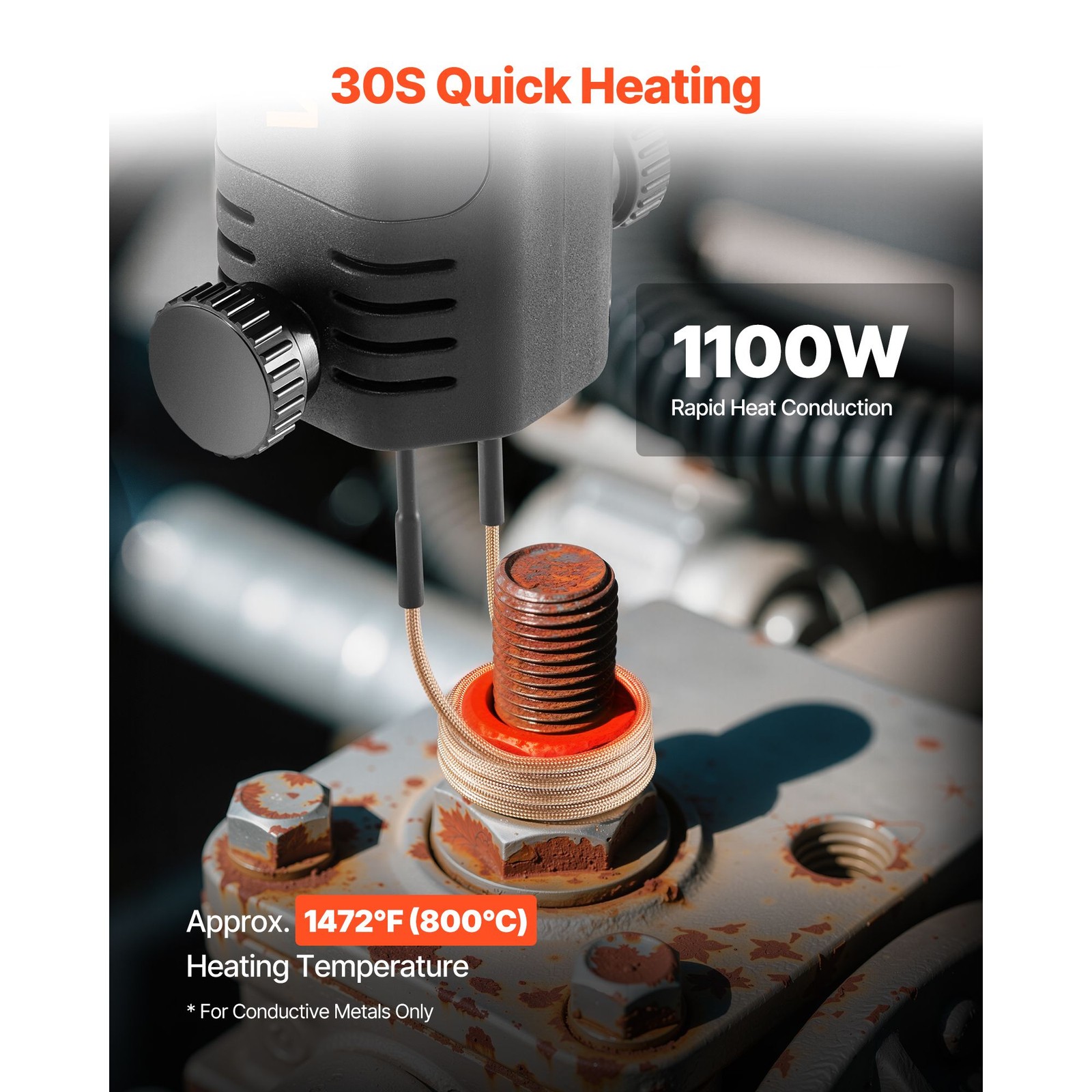 1100W Induction Bolt Heater with 10 Coils, Portable Nut Buster Tool