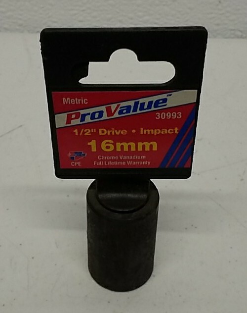 30993 ProValue 1/2″ Drive 16mm Impact Socket – Heavy-Duty Power Tool Bit