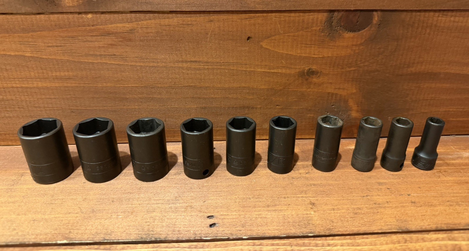 Snap on 3/8” Drive 10Pc 6pt SAE Semi Deep Impact Socket Set 5/16-7/8”, 210IMFSYA