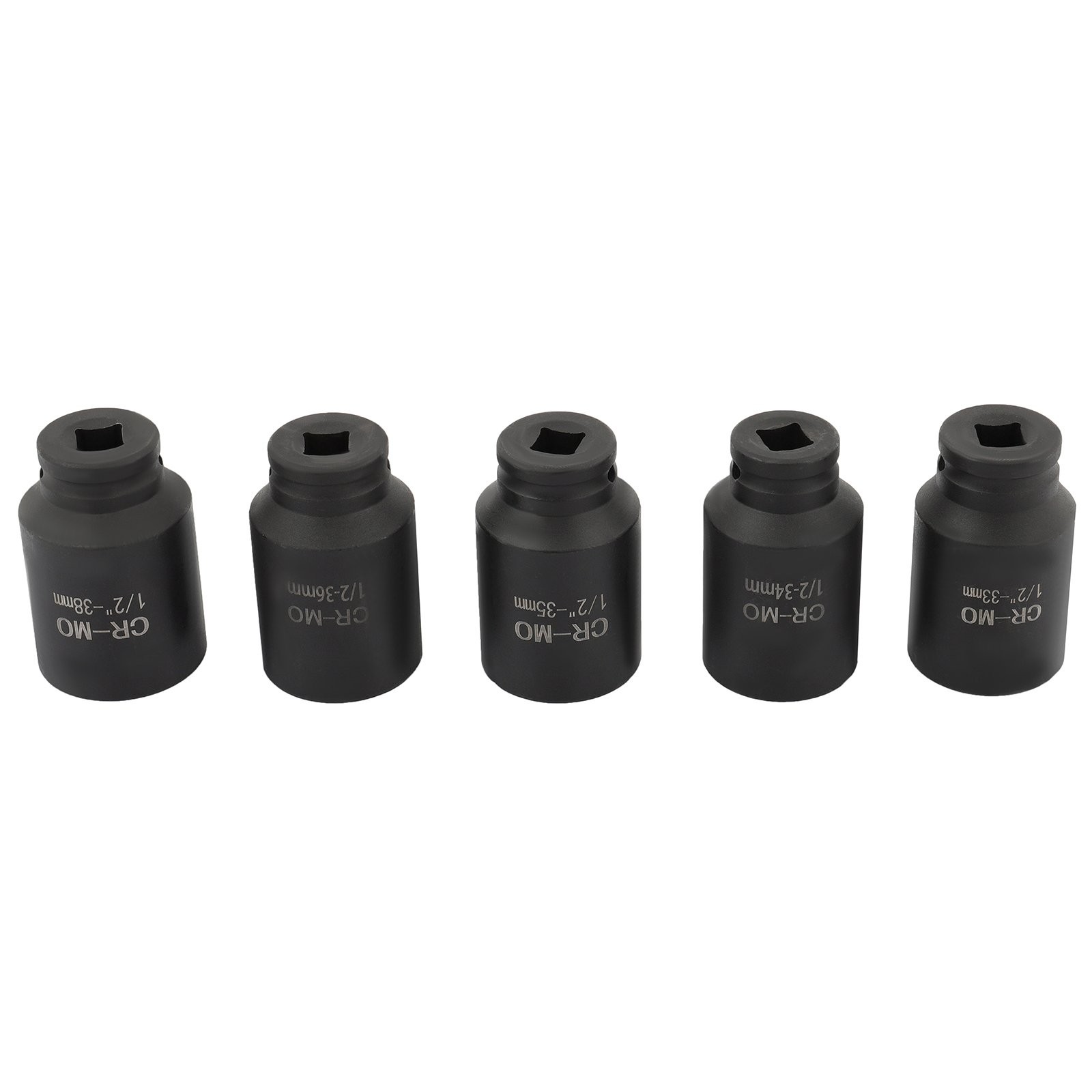 1/2″ Drive 5pc 6 Point Deep Axle Nut Socket Set for Wheel Hub Nuts 33-38mm