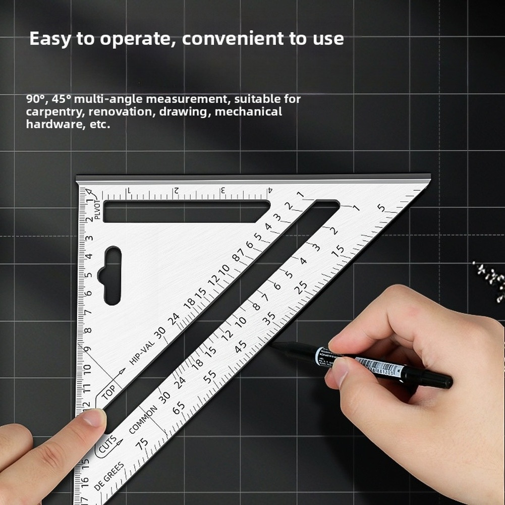 Woodworking Triangle Ruler 7 Inch Aluminum Alloy 45 90 Degree Angle Tool
