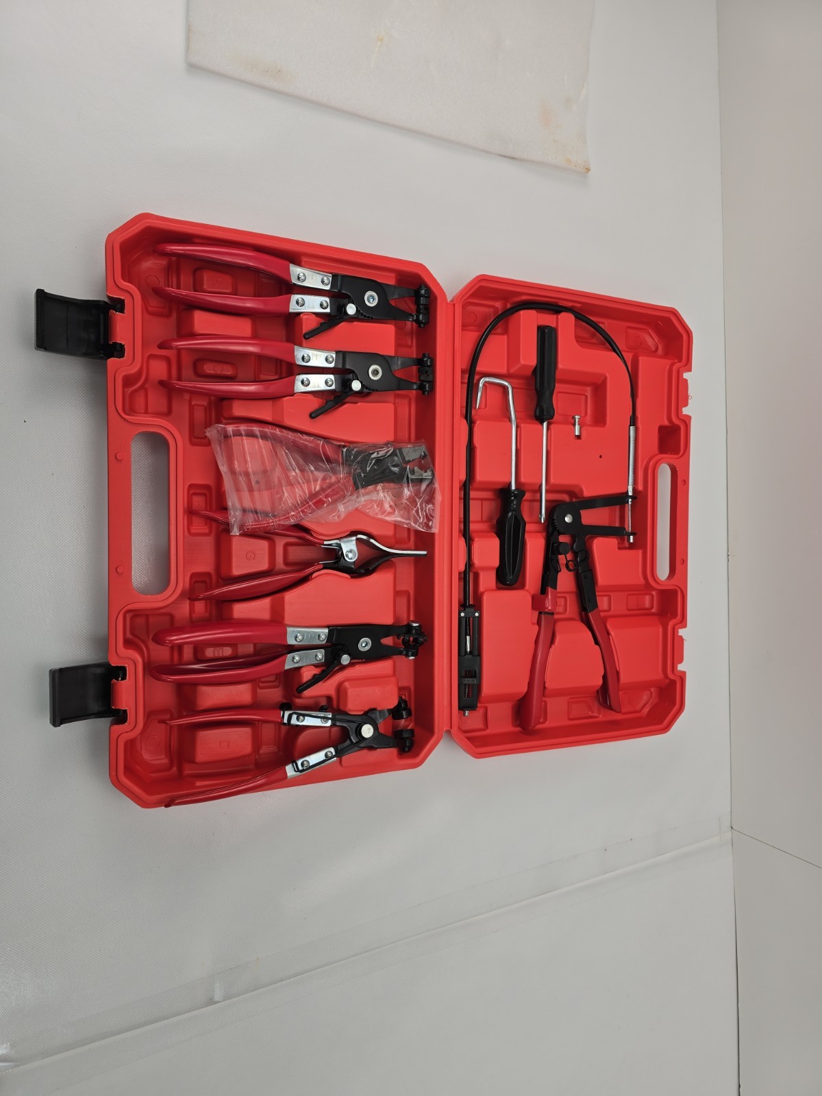 9pc Long Reach Hose Clamp Pliers Set Flexible Wire Fuel Oil Water Auto Tool Red