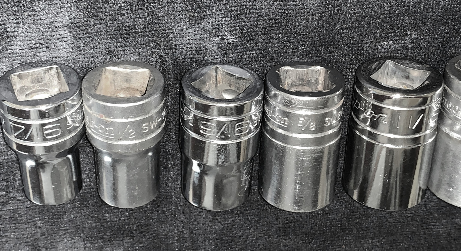 Snap On 1/2″ Dr 9pc Socket Set SAE 7/16″ to 15/16″ 12 Point Shallow SW141-SW301