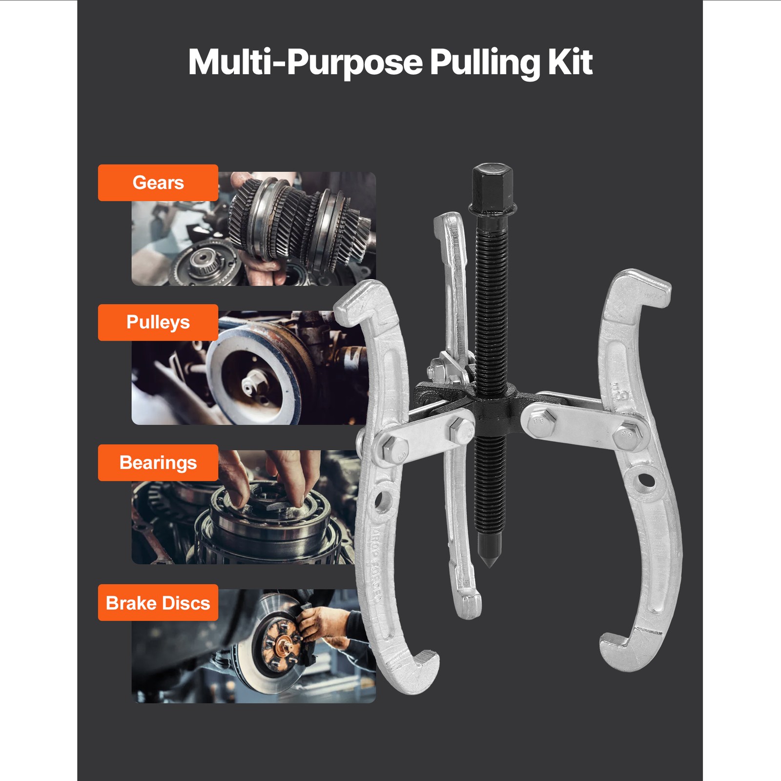 Uimoso 4-Piece Gear Puller Set with 3-Jaw Design – Sizes 3 in, 4 in, 6 in, 8 in
