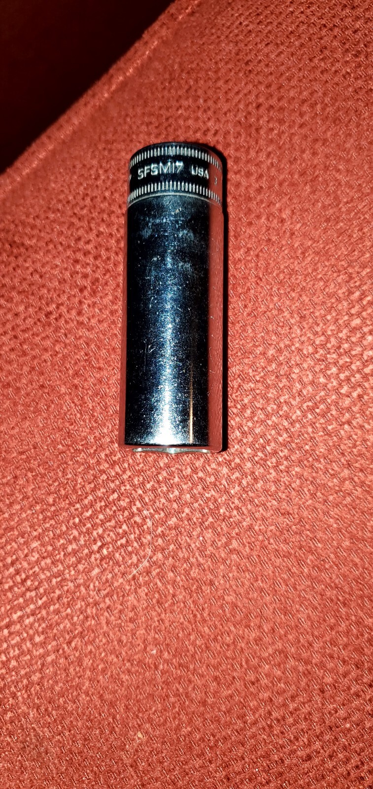 Snap on 3/8 drive 17mm metric Deep 6 Point Chrome socket vintage SFSM17