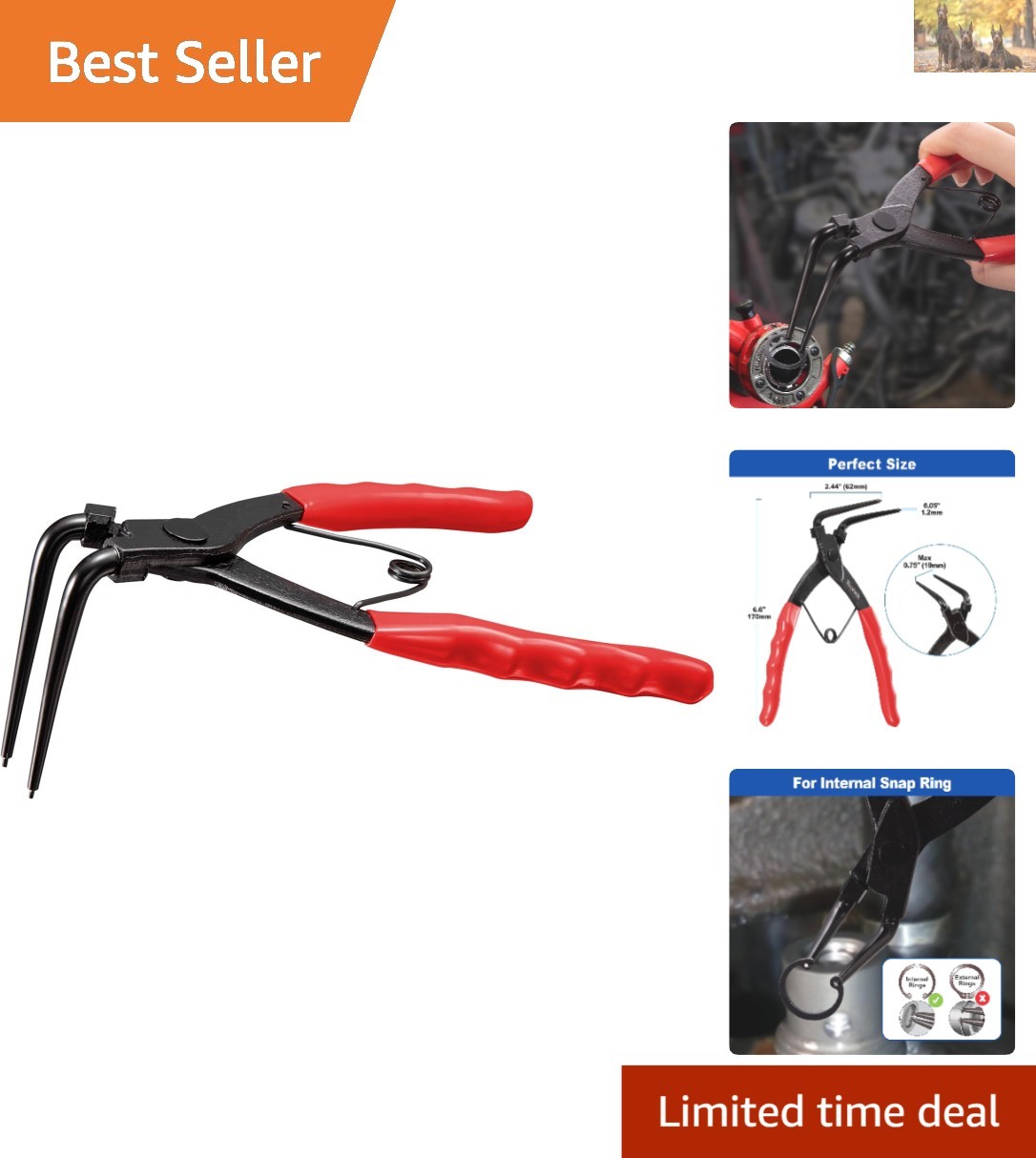 Precision 90° Snap Ring Pliers – Heavy Duty, Non-Slip Grip for Automotive Use