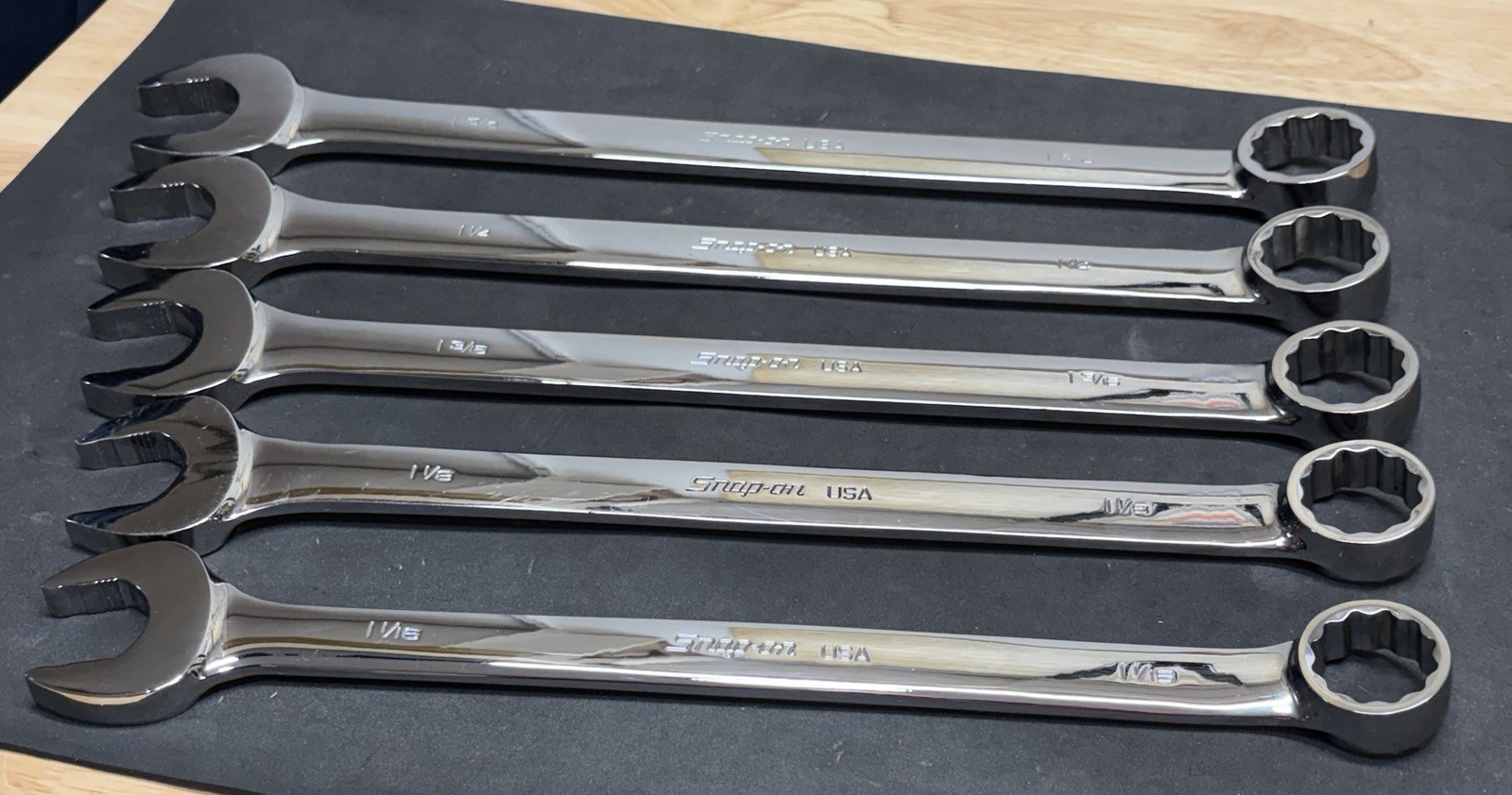 NICE! Snap-On Large 5pc Flank Drive Plus SAE Combination Wrenches Wrench Set