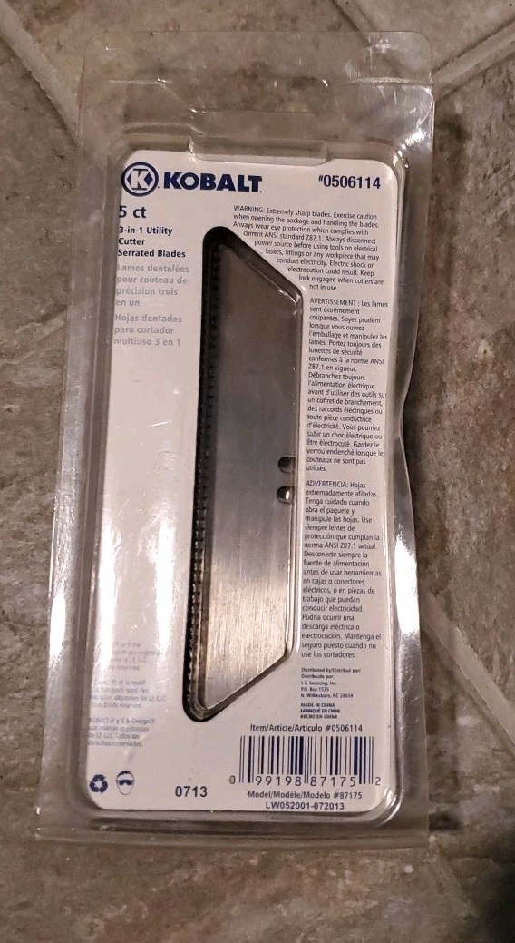 Kobalt 5 Count 3-in-1 Utility Cutter SERRATED Blades #0506114 506114 Knife