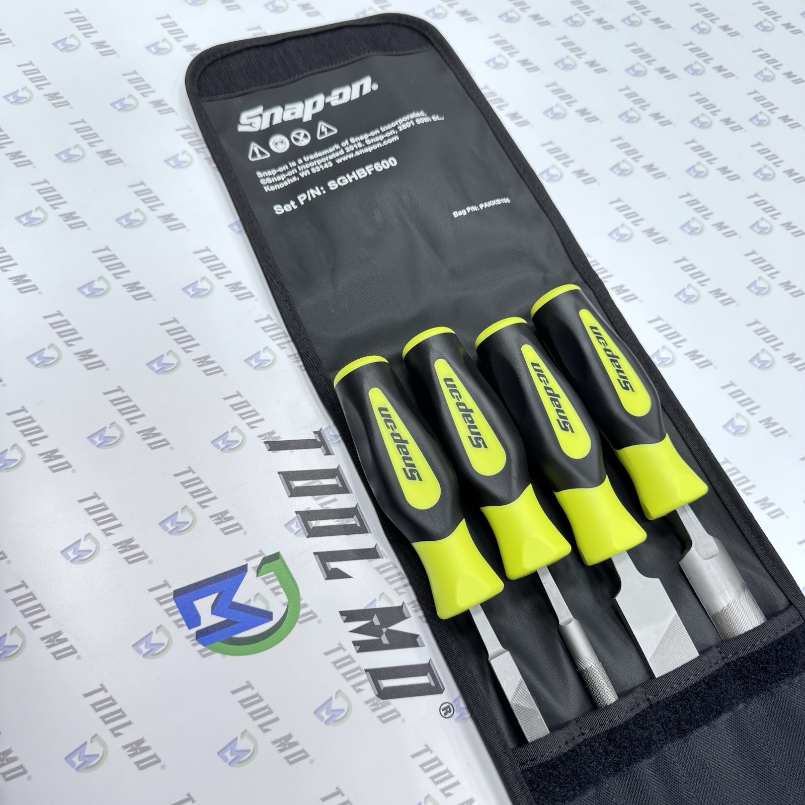 Snap-on Tools PORTUGAL NEW 4-Piece HI VIZ YELLOW Mixed File Set SGHBF600AHV
