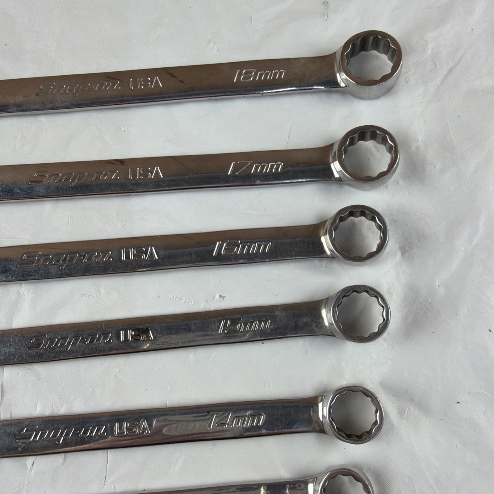 Snap-on 8pc Flank Drive Plus Combination Wrench Set 12pt 10-18mm SOEXM