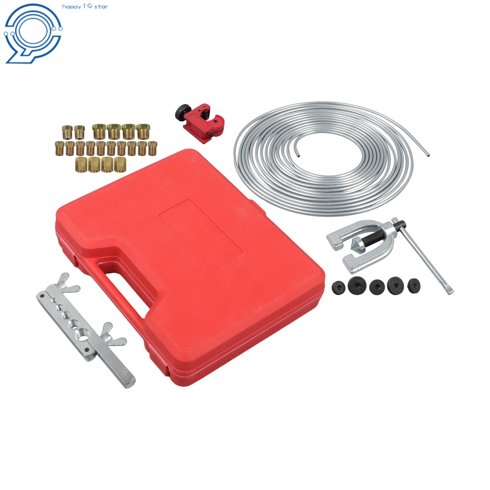25 Feet 3/16″ Copper-Coated Brake Line Kit With 16 Fittings 4 Nut Set