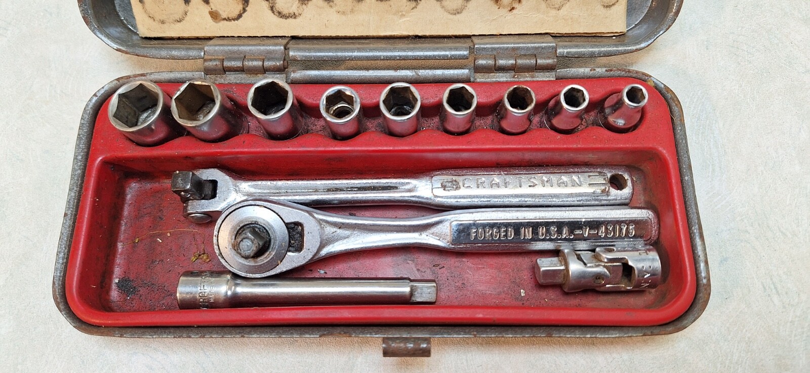 Vintage Craftsman 1/4 Drive Socket Set 6 Point Sockets Metal Case