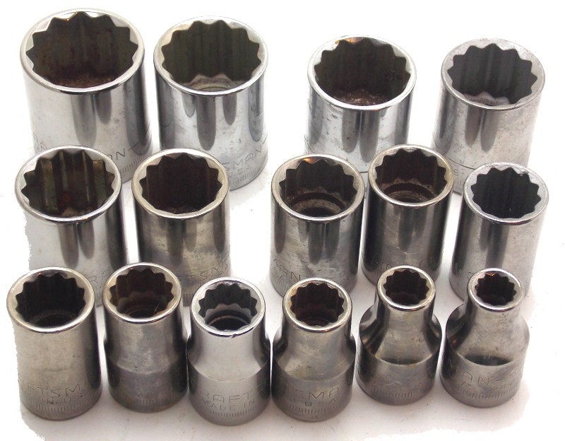 15 Craftsman 1/2″ Drive Metric 12 Point Socket Set 9mm-27mm 44243 Made USA Used