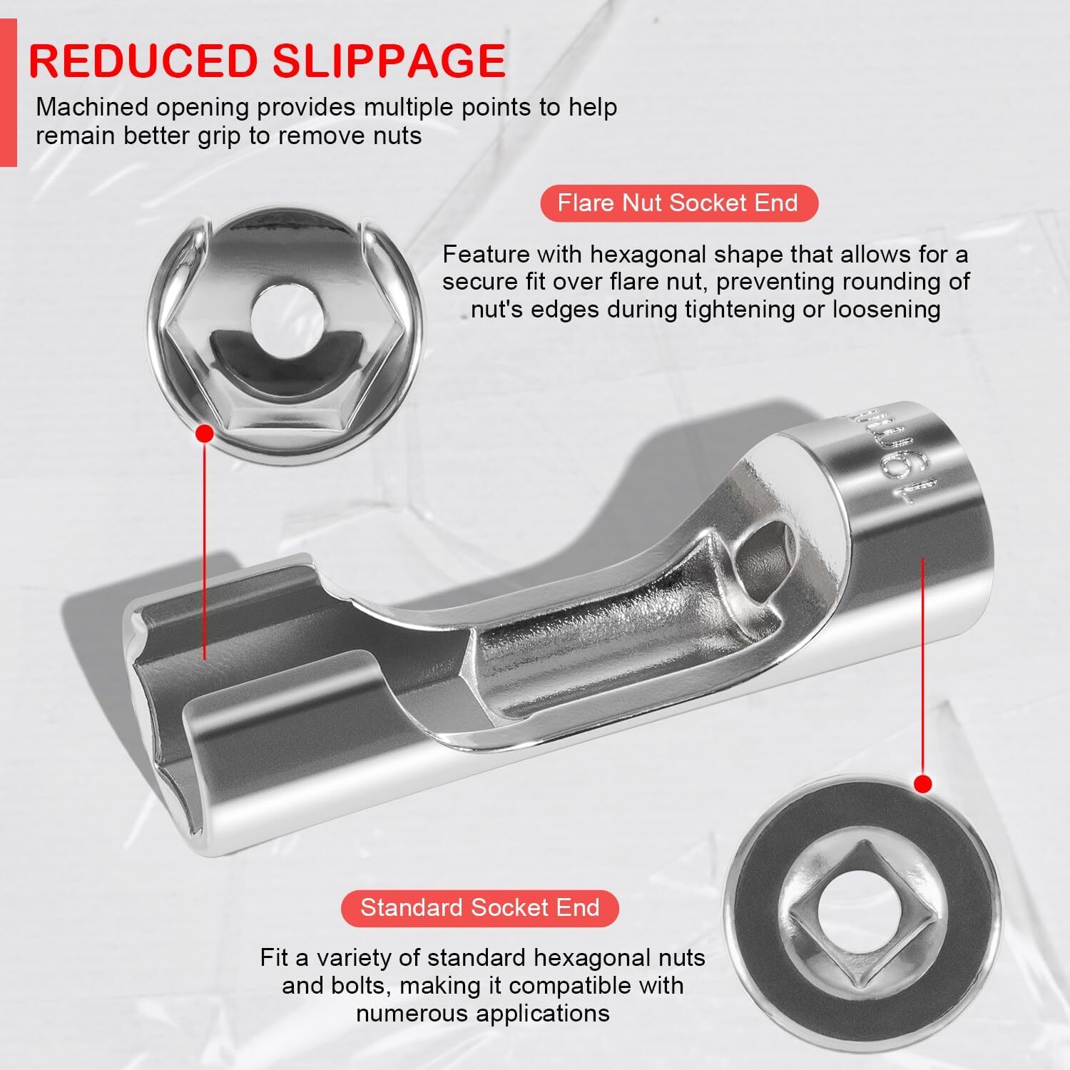 12030 10 Piece 3/8″ Drive Flare Nut Socket Set 10/11/12/13/14/15/16/17/18/19mm