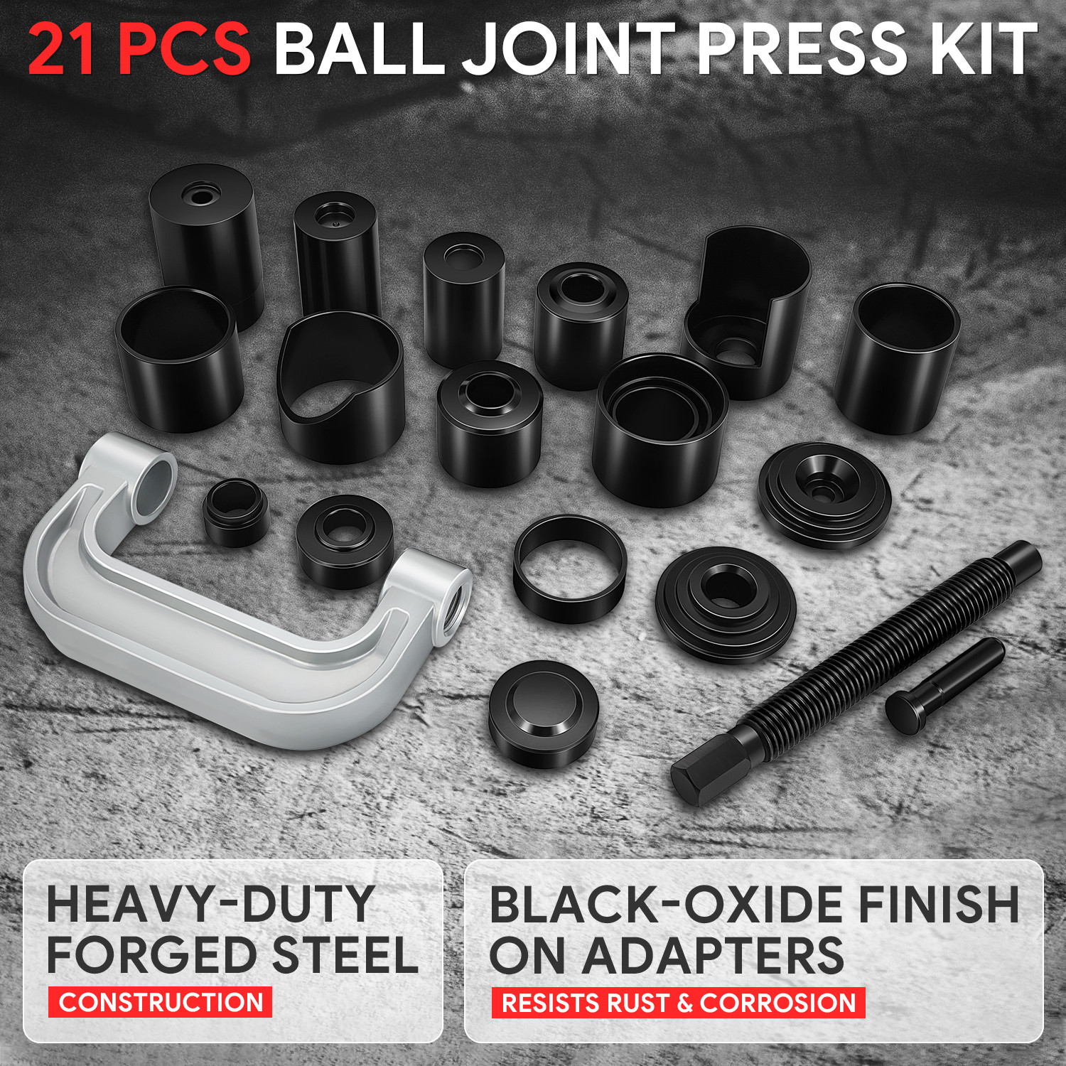 [21Pcs] Universal Ball Joint Press Service Repair Remover Adapter Tool Kit Set