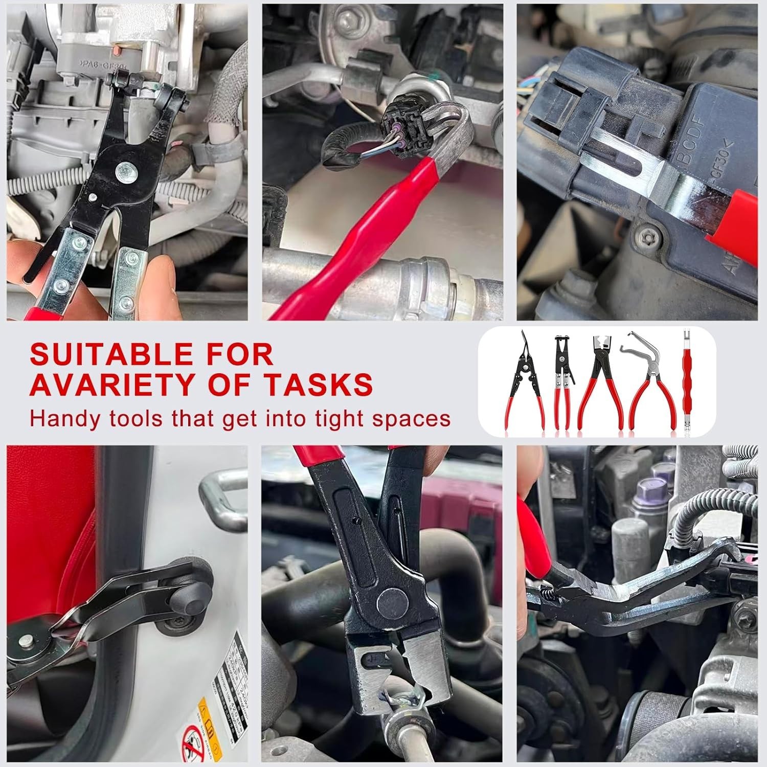 Universal 5-Piece Disconnect and Hose Clamp Tool Set for Efficient Car Repairs