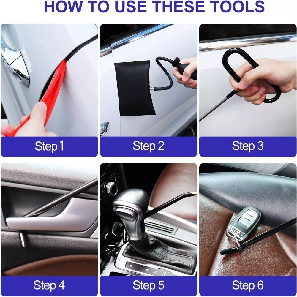 12Pcs Emergency Auto Tool Window Car Door Unlock/Lock Out Universal Tool Kit